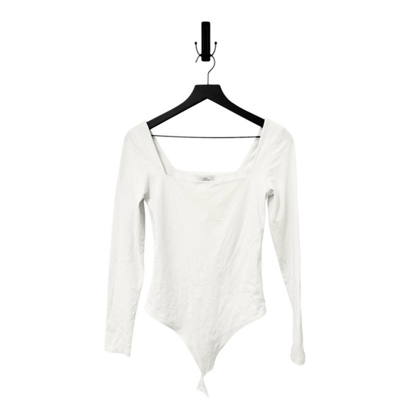 Aritzia Tops - ARITZIA BABATON Contour Squareneck Long-Sleeve Bodysuit in White